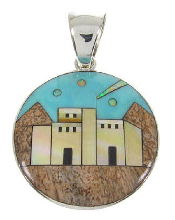 Native American Village Design Multicolor Jewelry Pendant YS63110
